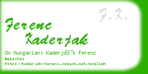 ferenc kaderjak business card